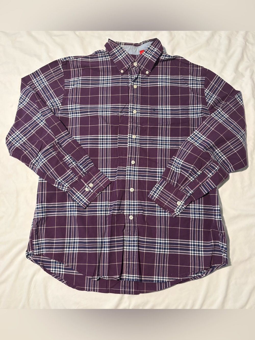 Izod Men's Purple Plaid Button-Down Shirt